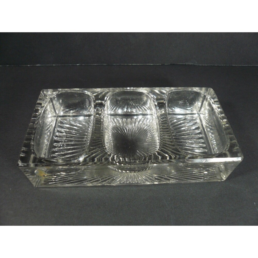 Vintage Glass 3 Sections Trinket or Sauce Dish